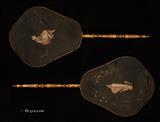 Ref:153fs: Pair of Antique Face Screens in painted silk. C. 1800.  more details